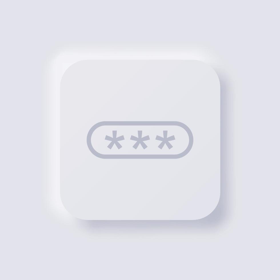 Passwort-Sternchen-Feld-Box-Symbol, weißer Neumorphismus, weiches UI-Design für Webdesign, Anwendungs-UI und mehr, Schaltfläche, Vektor. vektor