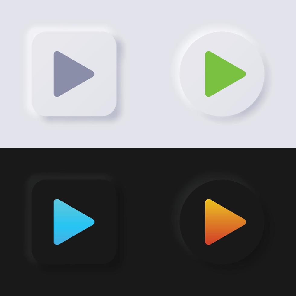 spela knapp ikon, pil ikon uppsättning, Flerfärgad neumorphism knapp mjuk ui design för webb design, Ansökan ui och Mer, knapp, vektor. vektor