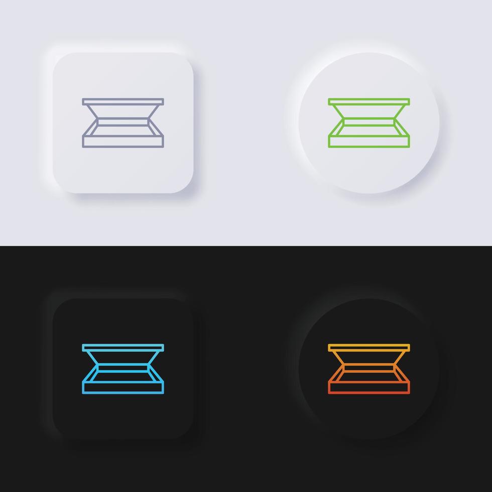 pizza låda ikon uppsättning, Flerfärgad neumorphism knapp mjuk ui design för webb design, Ansökan ui och Mer, ikon uppsättning, knapp, vektor. vektor