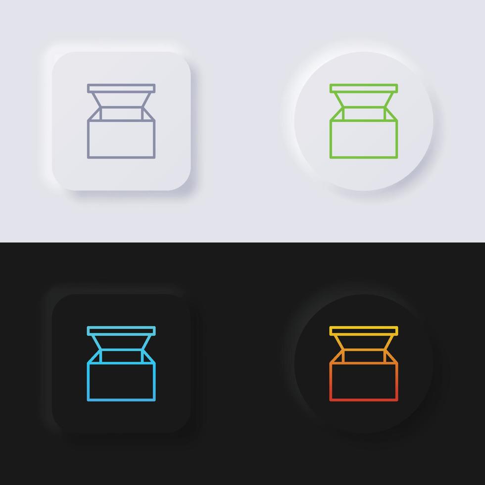 Box-Icon-Set, mehrfarbiger Neumorphismus-Button Soft-UI-Design für Webdesign, Anwendungs-UI und mehr, Icon-Set, Button, Vektor. vektor