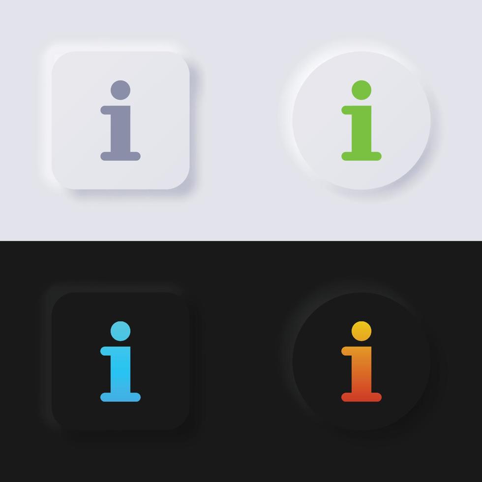 info symbol button icon set, multicolor neumorphism button soft ui design for web design, application ui and more, button, vector. vektor