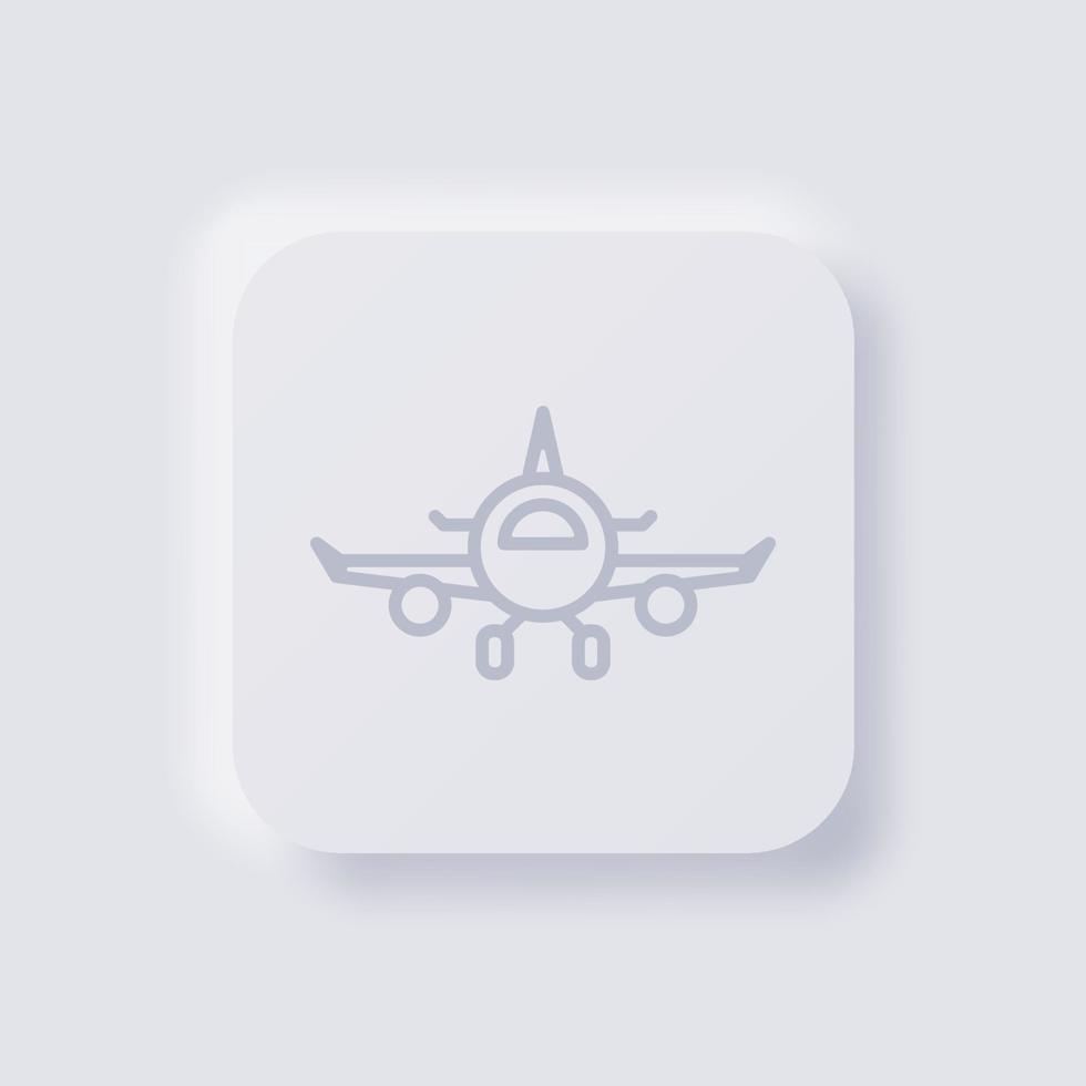 Flugzeugsymbol, weißer Neumorphismus, weiches UI-Design für Webdesign, Anwendungs-UI und mehr, Schaltfläche, Vektor. vektor