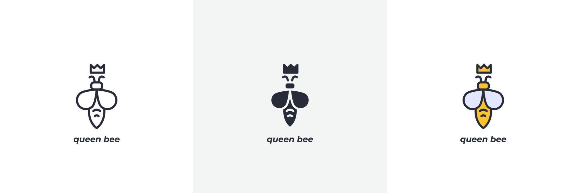 drottning bi ikon. linje, fast och fylld översikt färgrik version, översikt och fylld vektor tecken. aning symbol, logotyp illustration. vektor grafik