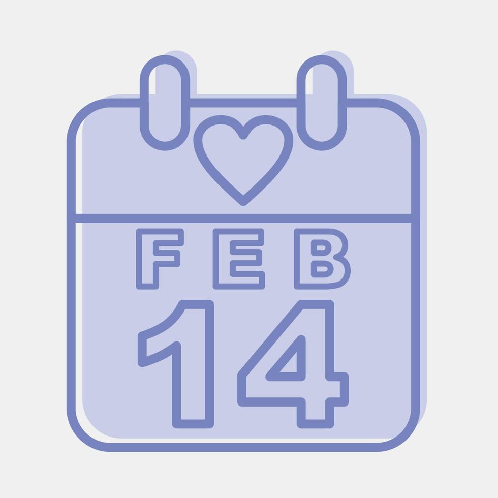 Symbol Valentinstag Kalender. elemente der valentinstagfeier. Symbole im zweifarbigen Stil. gut für Drucke, Poster, Logos, Partydekorationen, Grußkarten usw. vektor