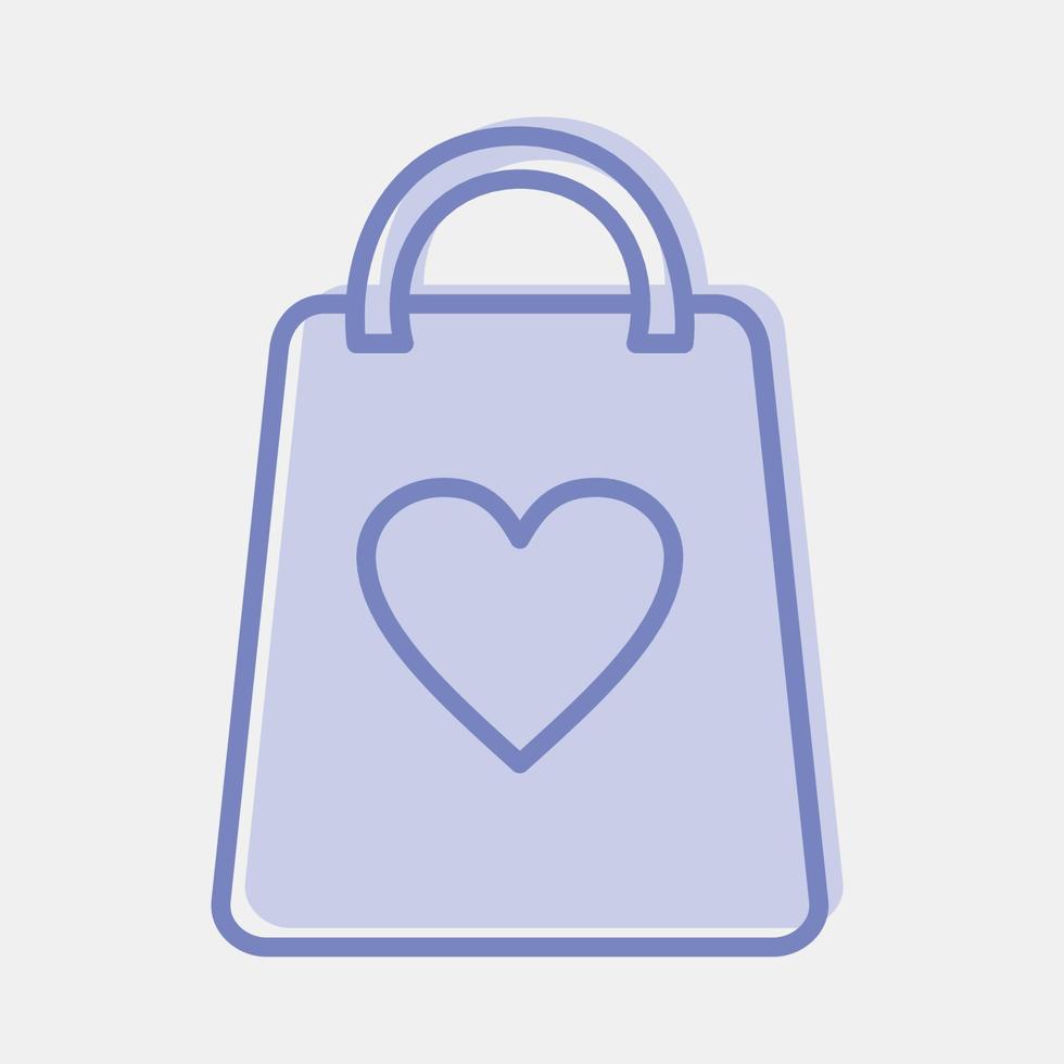 Symbol Valentinstag Geschenktüte. elemente der valentinstagfeier. Symbole im zweifarbigen Stil. gut für Drucke, Poster, Logos, Partydekorationen, Grußkarten usw. vektor