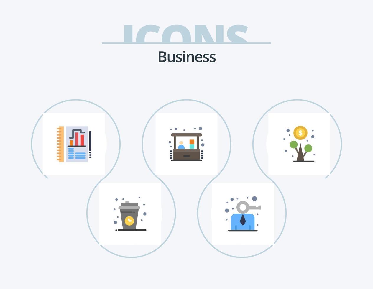 Business-Flat-Icon-Pack 5 Icon-Design. profitieren. Investition. Person. Hausarbeit. Diagramm vektor