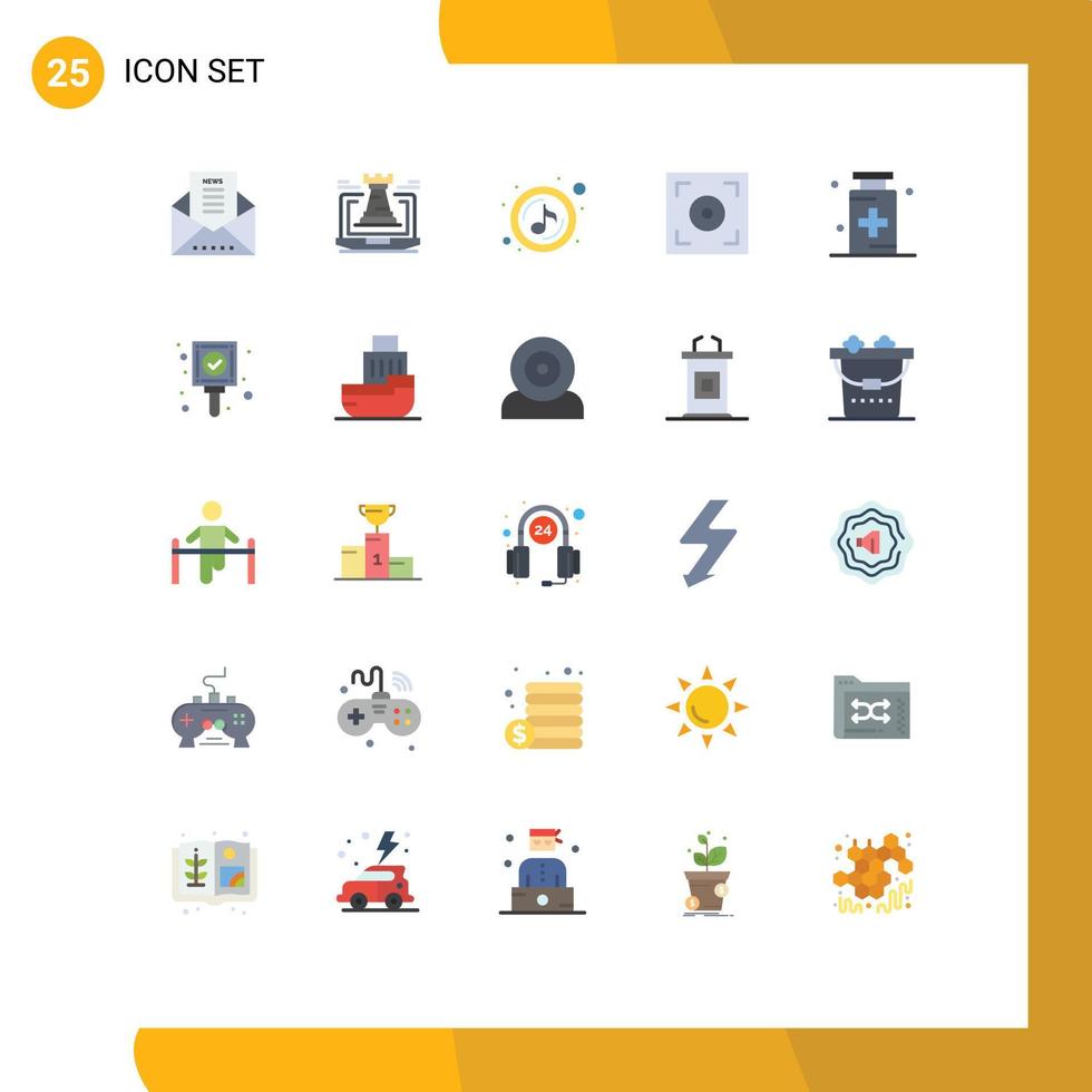 mobile schnittstelle flacher farbsatz von 25 piktogrammen von drogenvideostrategiekameraton editierbare vektordesignelemente vektor