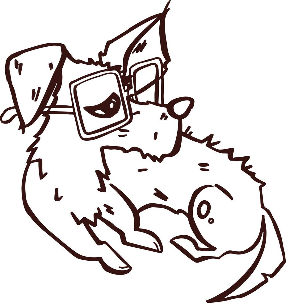 liten rolig hund med glasögon vektor illustration
