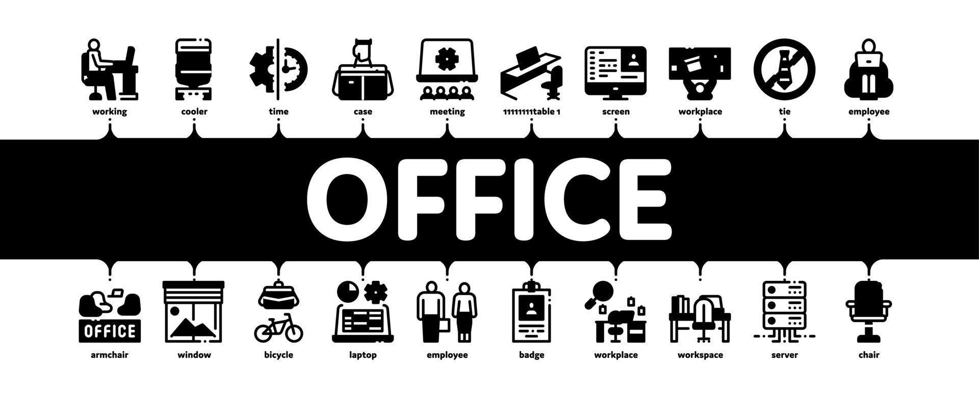 kontor och arbetsplats minimal infographic baner vektor