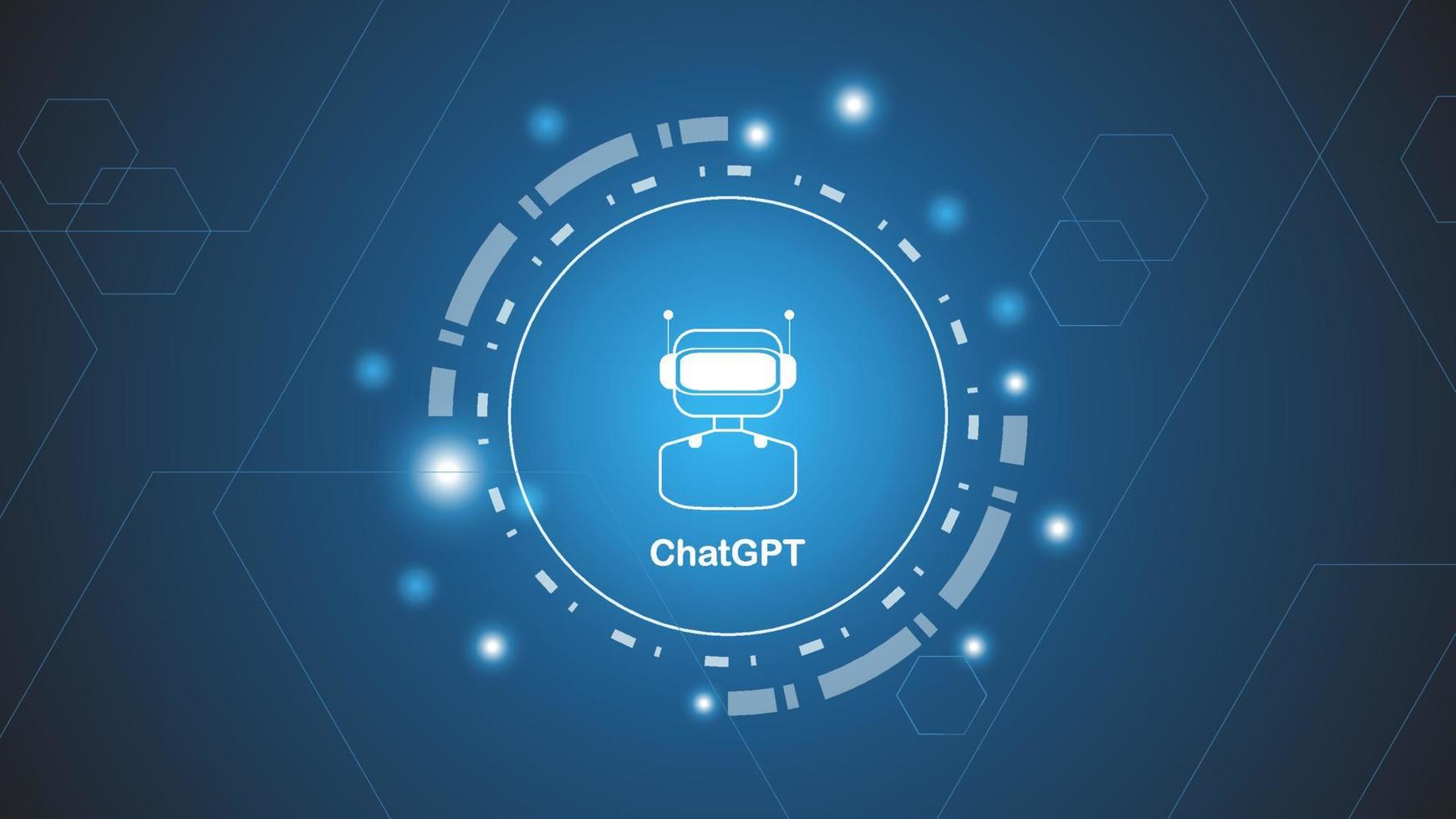 chatgpt ai artificiell intelligens teknologi hitech begrepp. chatt gpt med smart bot, öppen ai, linje, lampor, teknologi abstrakt, vektor. design för chatt, webb baner, bakgrund, omvandling. vektor