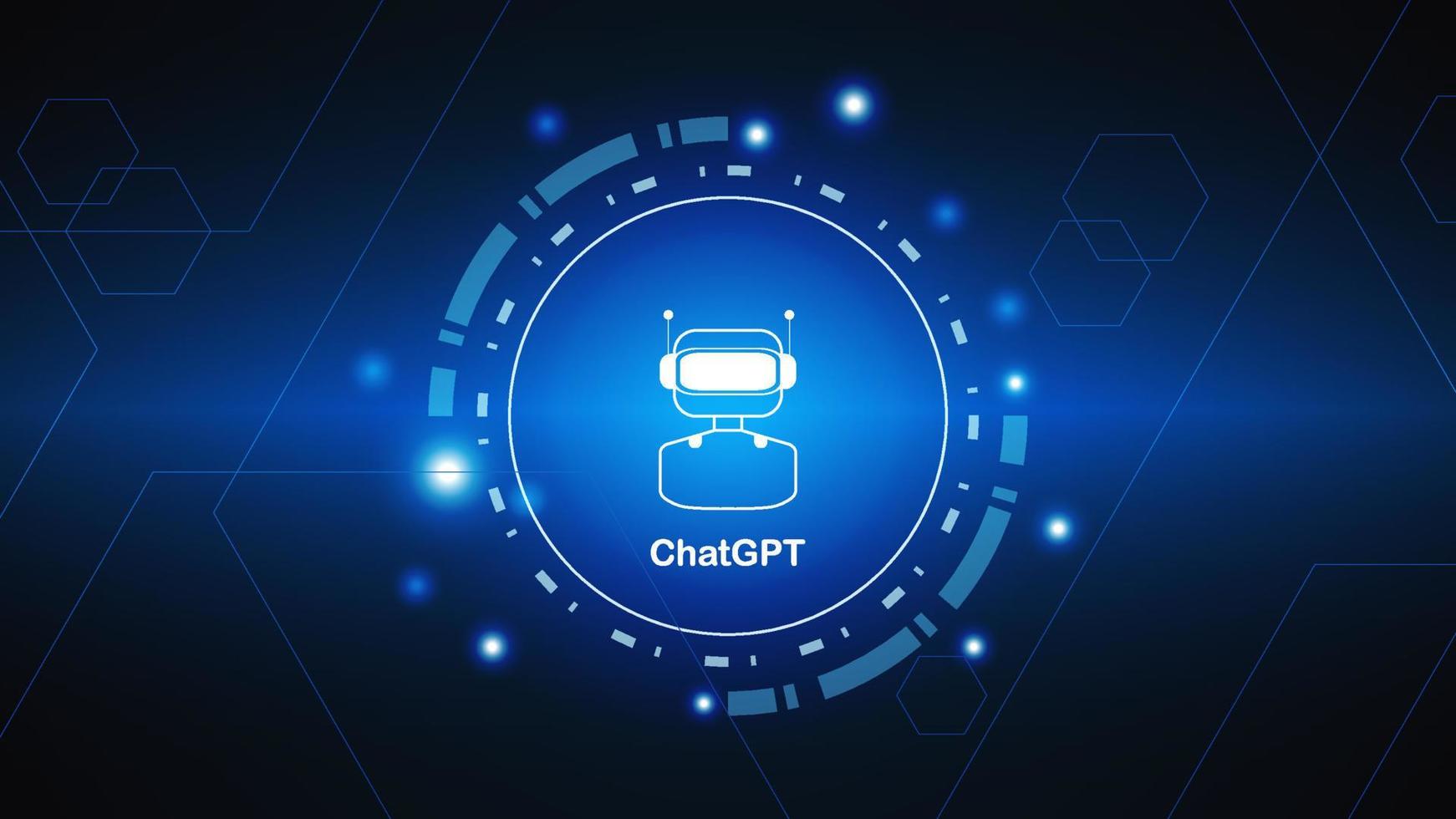 chatgpt ai artificiell intelligens teknologi hitech begrepp. chatt gpt med smart bot, öppen ai, linje, lampor, teknologi abstrakt, vektor. design för chatt, webb baner, bakgrund, omvandling. vektor