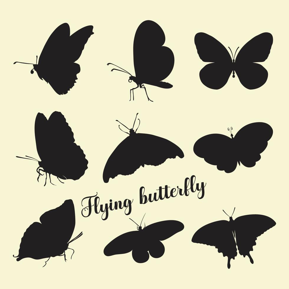 vektor silhuetter av annorlunda arter av fjärilar