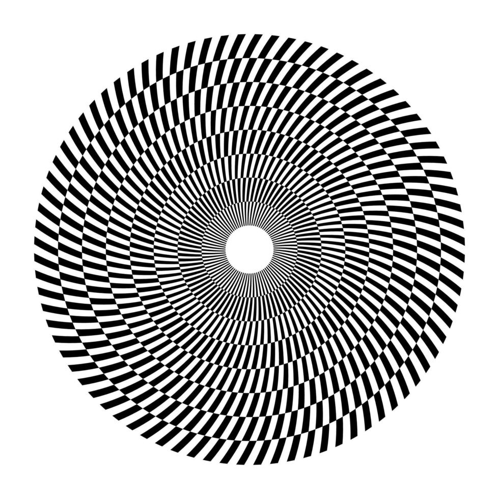 svart op konst rader spiral cirkel logotyp vektor mall. abstrakt cirkulär randig rörelse virvla runt.