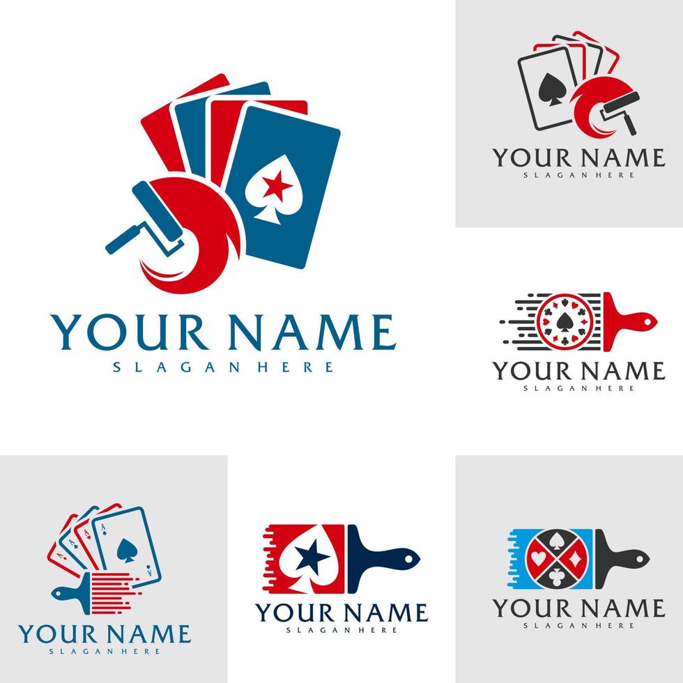 Satz von Farbpoker-Logo-Vektorvorlagen, kreative Poker-Logo-Designkonzepte vektor