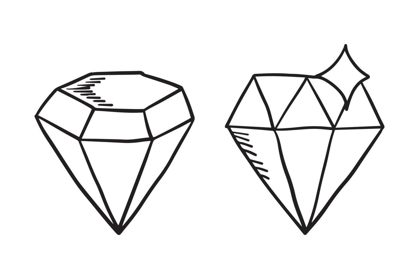 Doodle Hand Draw Diamond Set, Vektor-Illutration. vektor