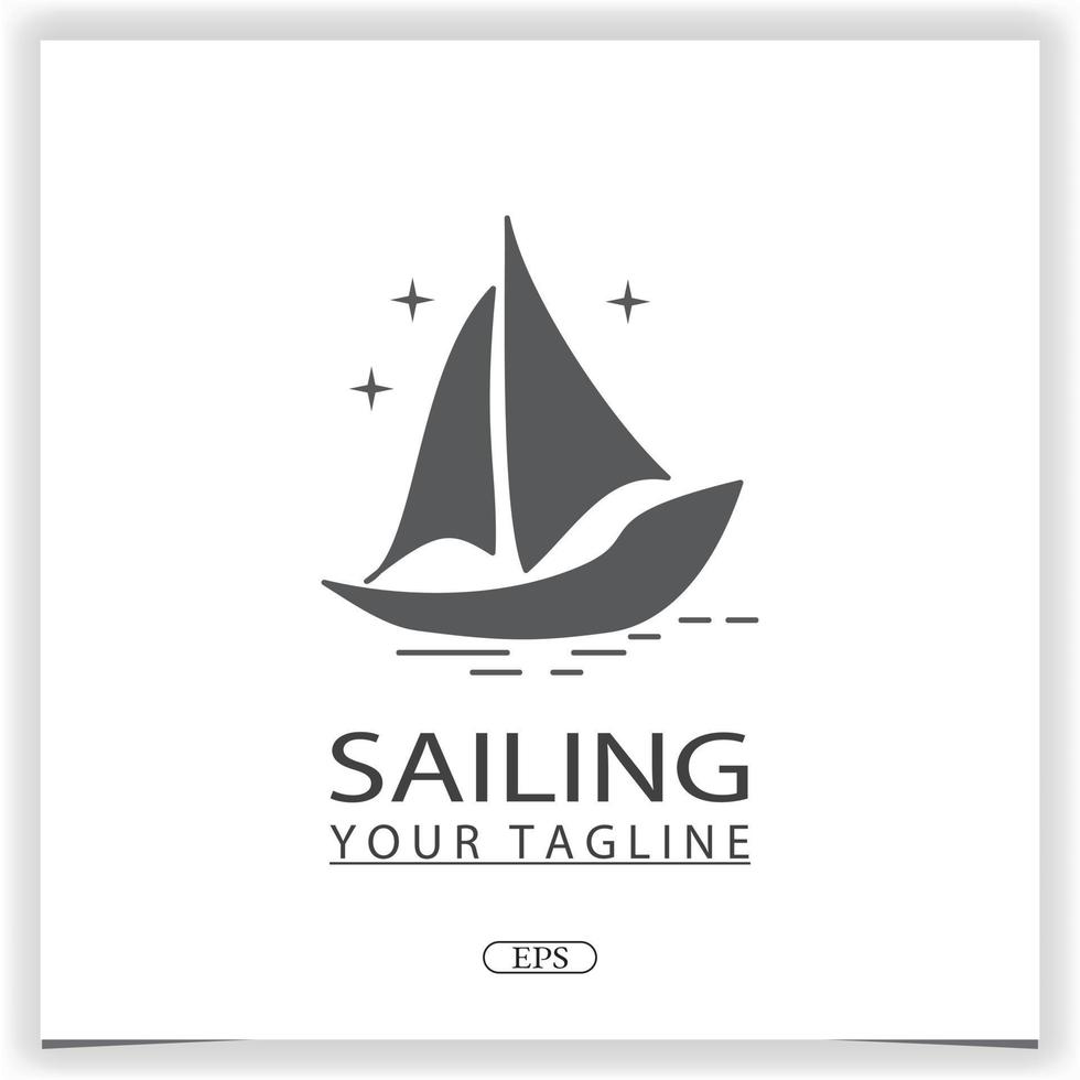 einfaches segelboot dau boot schiff auf meer ozean logo premium elegante vorlage vektor eps 10
