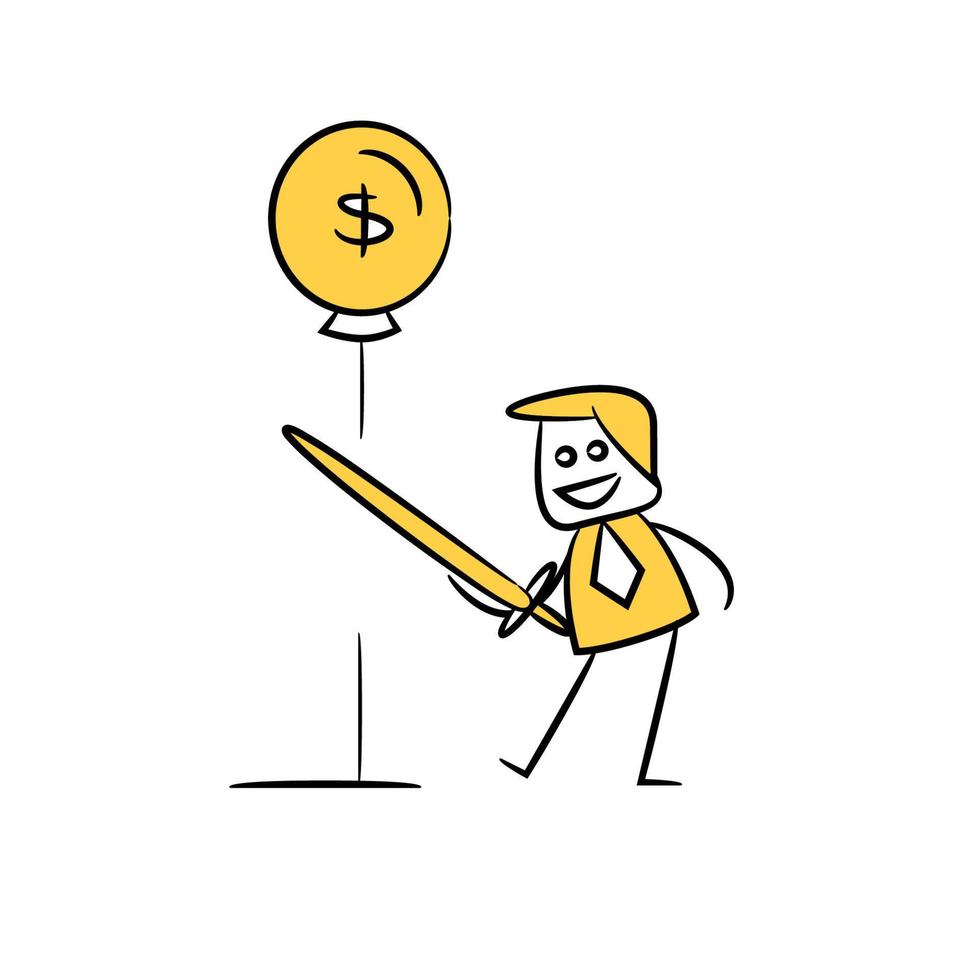 affärsman och dollar ballong pinne figur illustration vektor