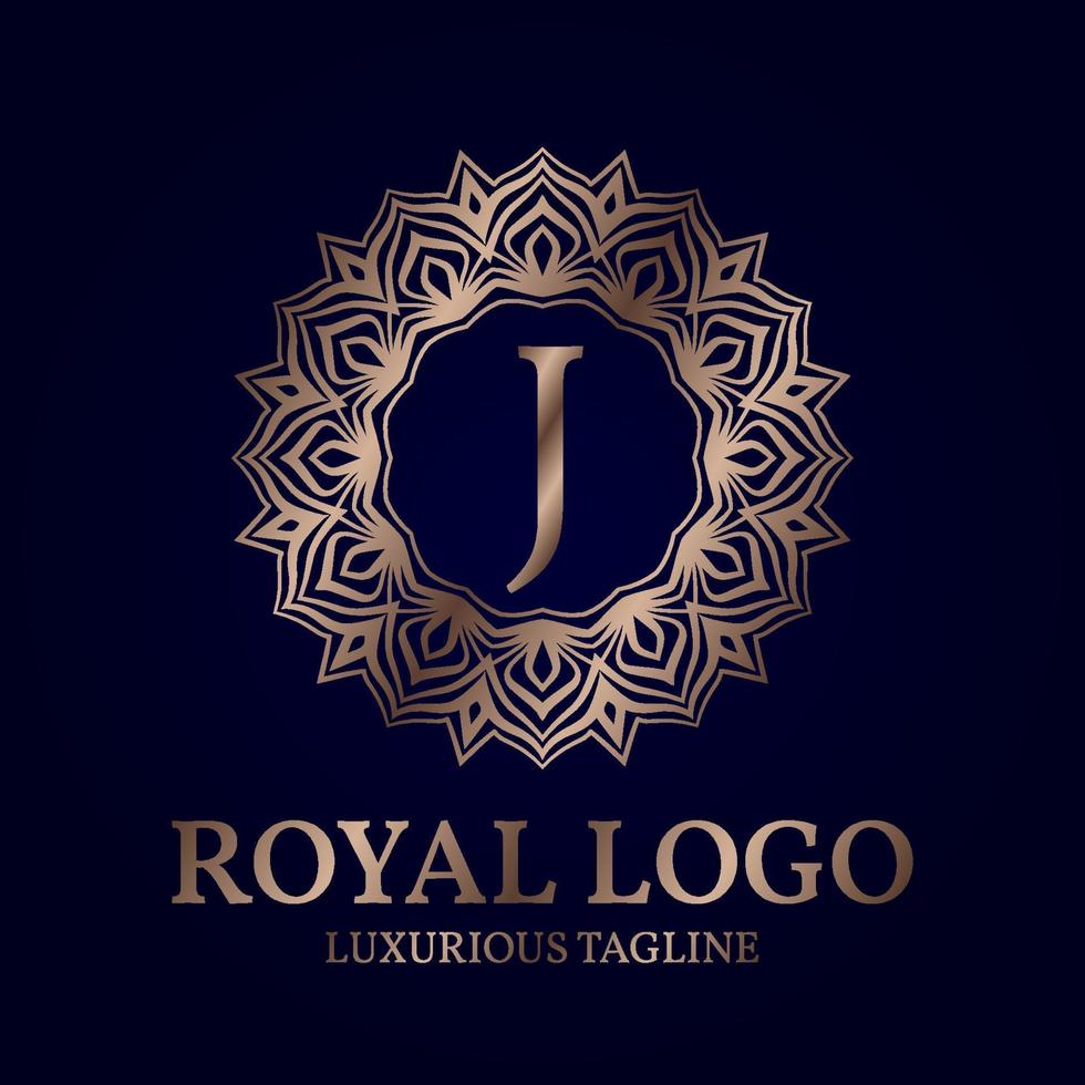 brev j kunglig cirkulär vektor logotyp design