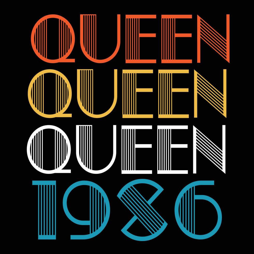 Königin werden 1986 geboren. Vintage Geburtstagssublimationsvektor vektor