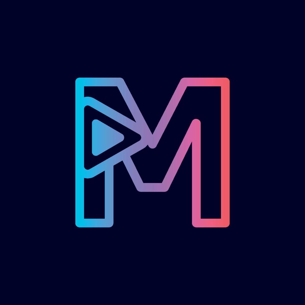 musik logo design abspielen marke buchstabe m vektor
