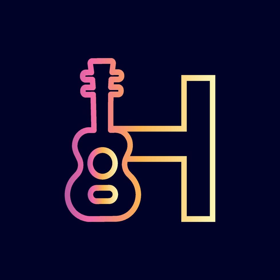 gitarre musik logo design marke buchstabe h vektor