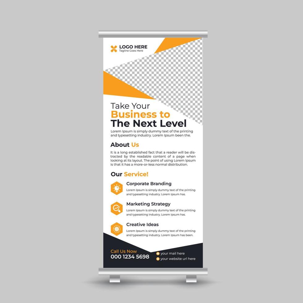 professionelles Corporate Modern Business Roll-Up Stand Banner Template Design kostenloser Vektor