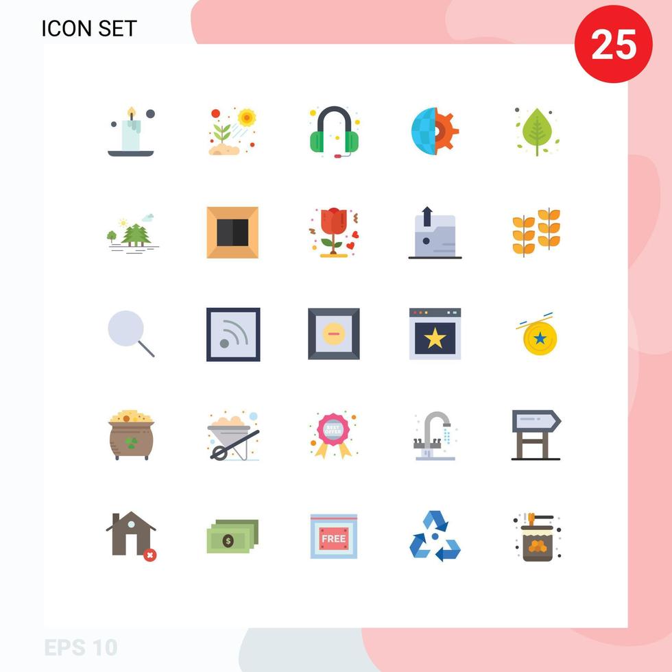 25 thematische Vektor-Flachfarben und editierbare Symbole der Birkengeschäftskommunikation, die editierbare Vektordesign-Elemente für Ausrüstung festlegen vektor