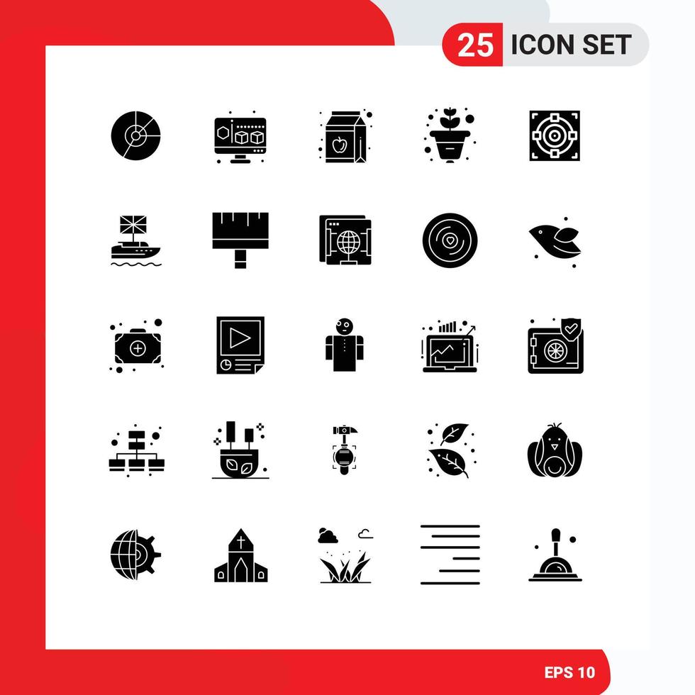 Aktienvektor-Icon-Pack mit 25 Zeilenzeichen und Symbolen für Zielwachstums-Gadget Grow Pack editierbare Vektordesign-Elemente vektor