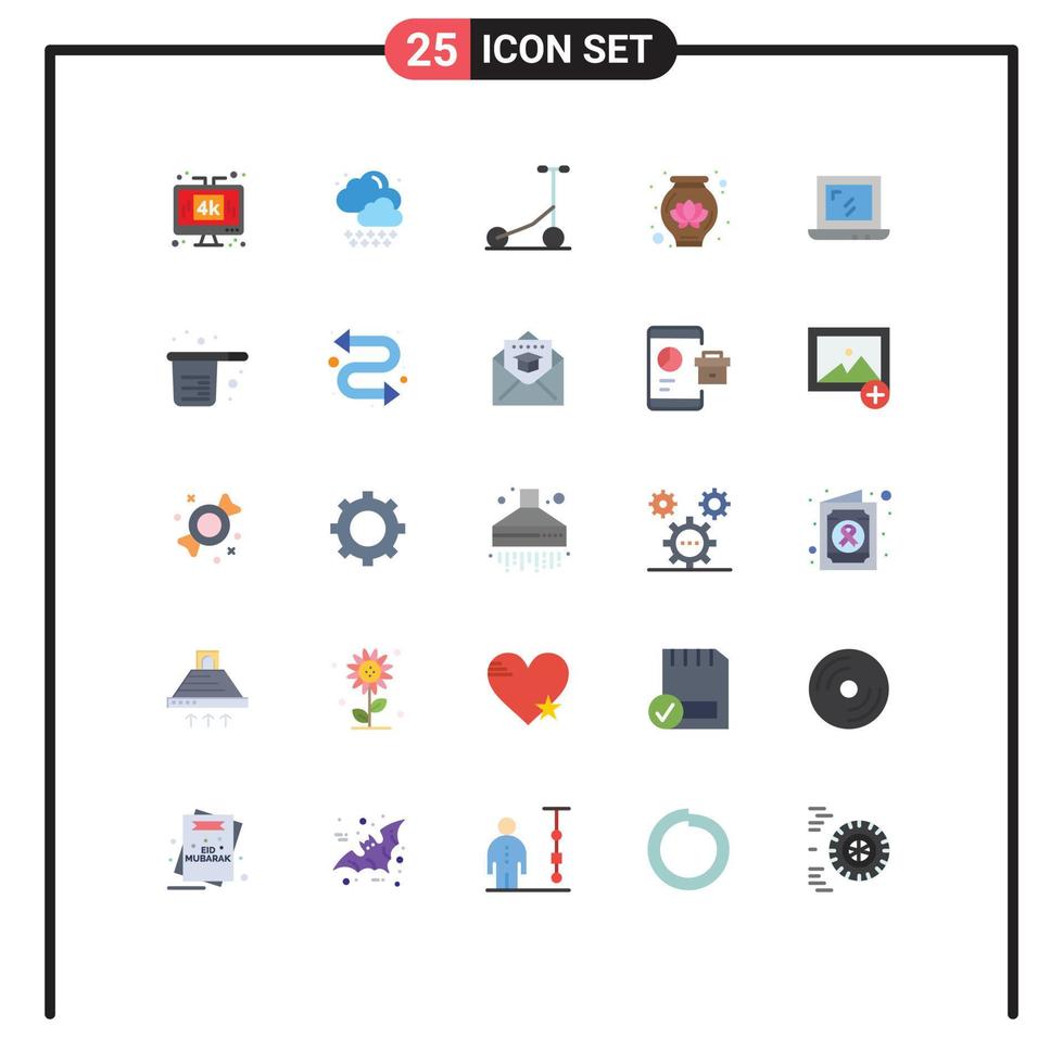 25 thematische Vektor-Flachfarben und editierbare Symbole von Backdesign Scooter Web Lotus editierbare Vektordesign-Elemente vektor
