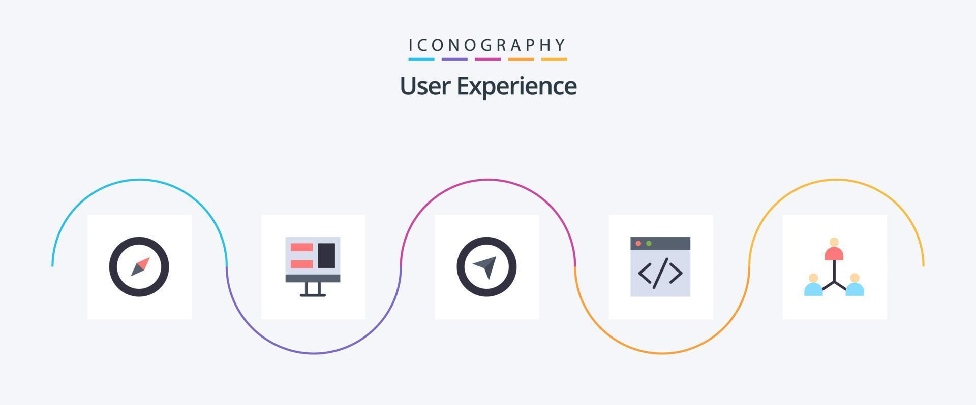 User Experience Flat 5 Icon Pack inklusive . Benutzer. Zeiger. Mannschaft. Gruppe vektor