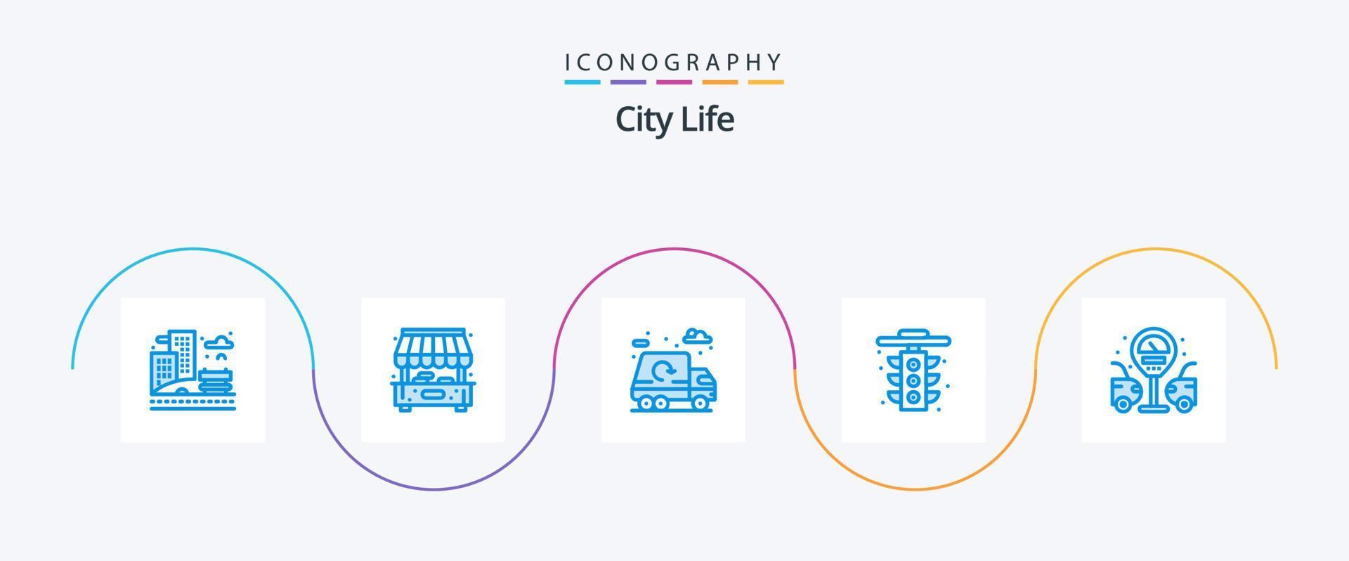 City Life Blue 5 Icon Pack inklusive Tankstelle. Stadt. Leben. hell. Leben vektor