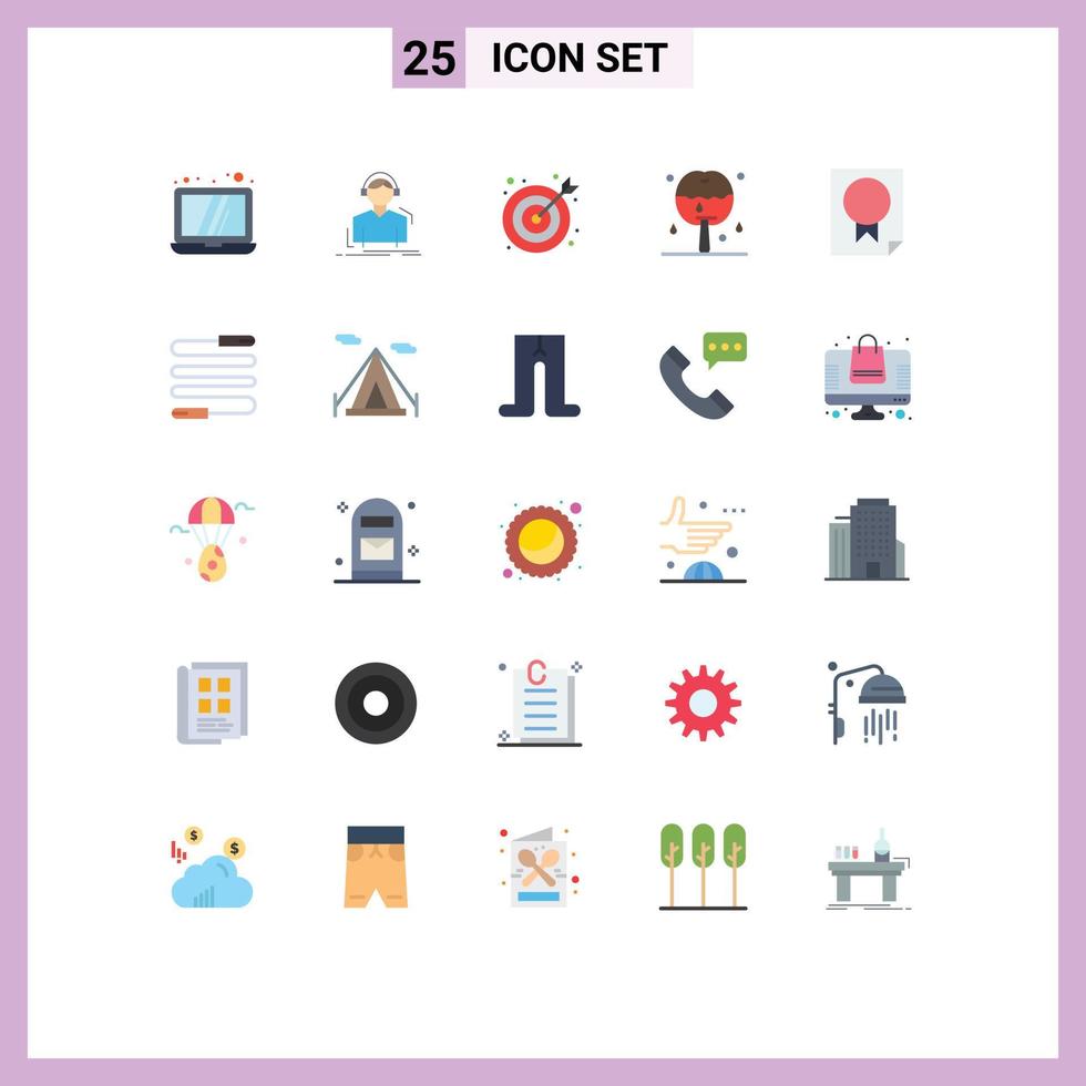 Stock Vector Icon Pack mit 25 Zeilenzeichen und Symbolen für Seitenauszeichnung Bulls Eye Thanksgiving Caramel Apple editierbare Vektordesign-Elemente