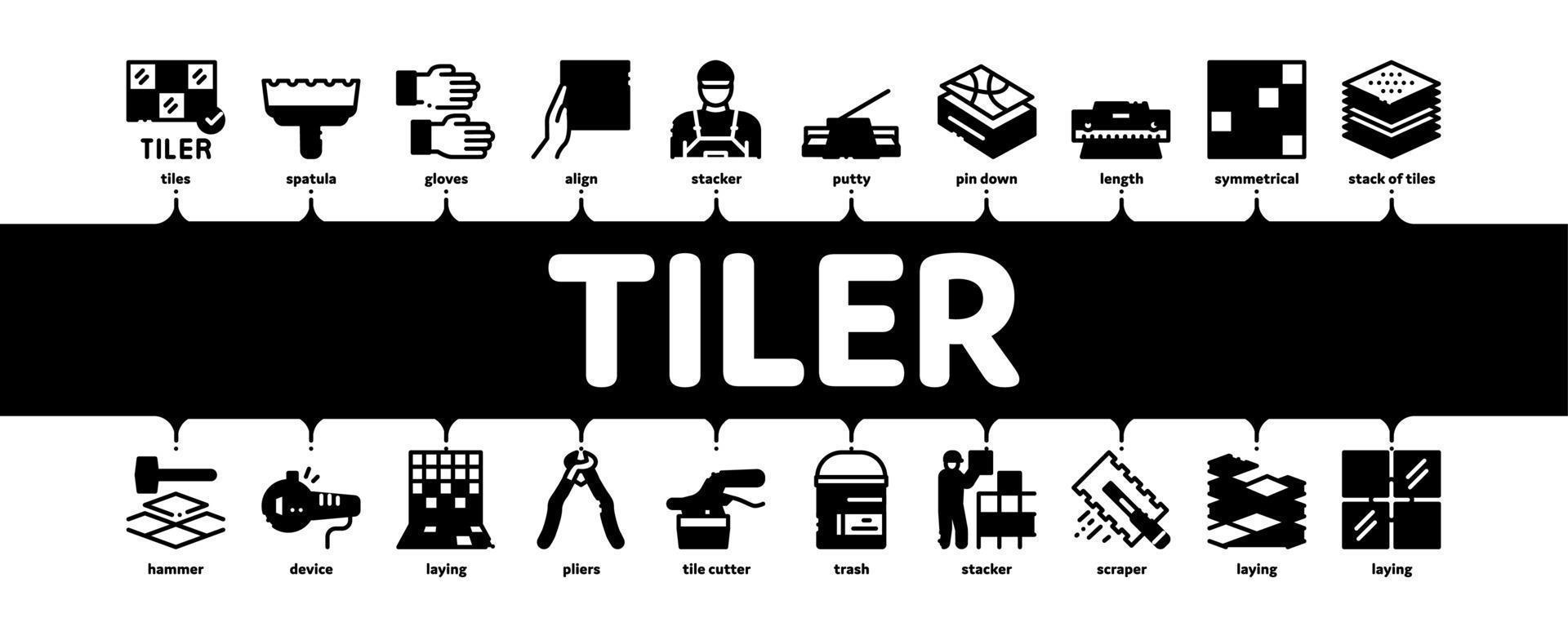 Fliesenleger arbeiten minimaler Infografik-Banner-Vektor vektor