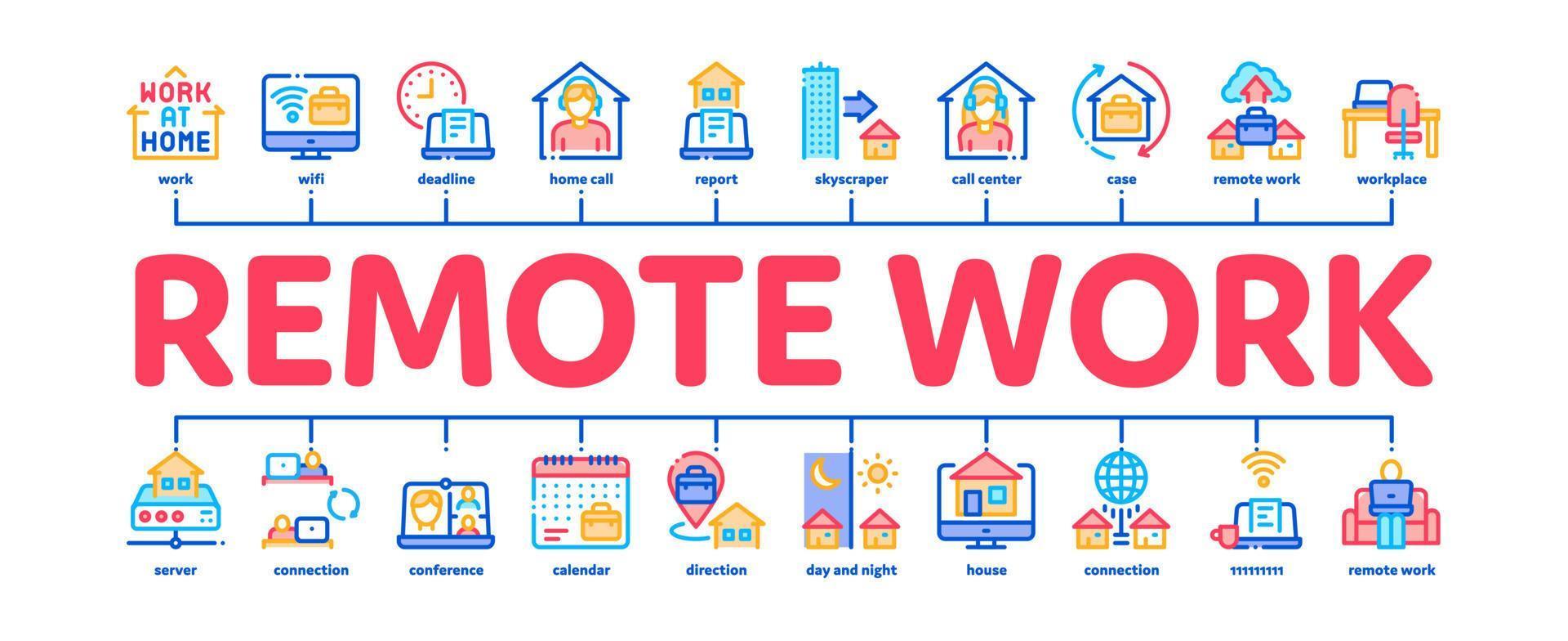 Fernarbeit freiberuflicher minimaler Infografik-Banner-Vektor vektor