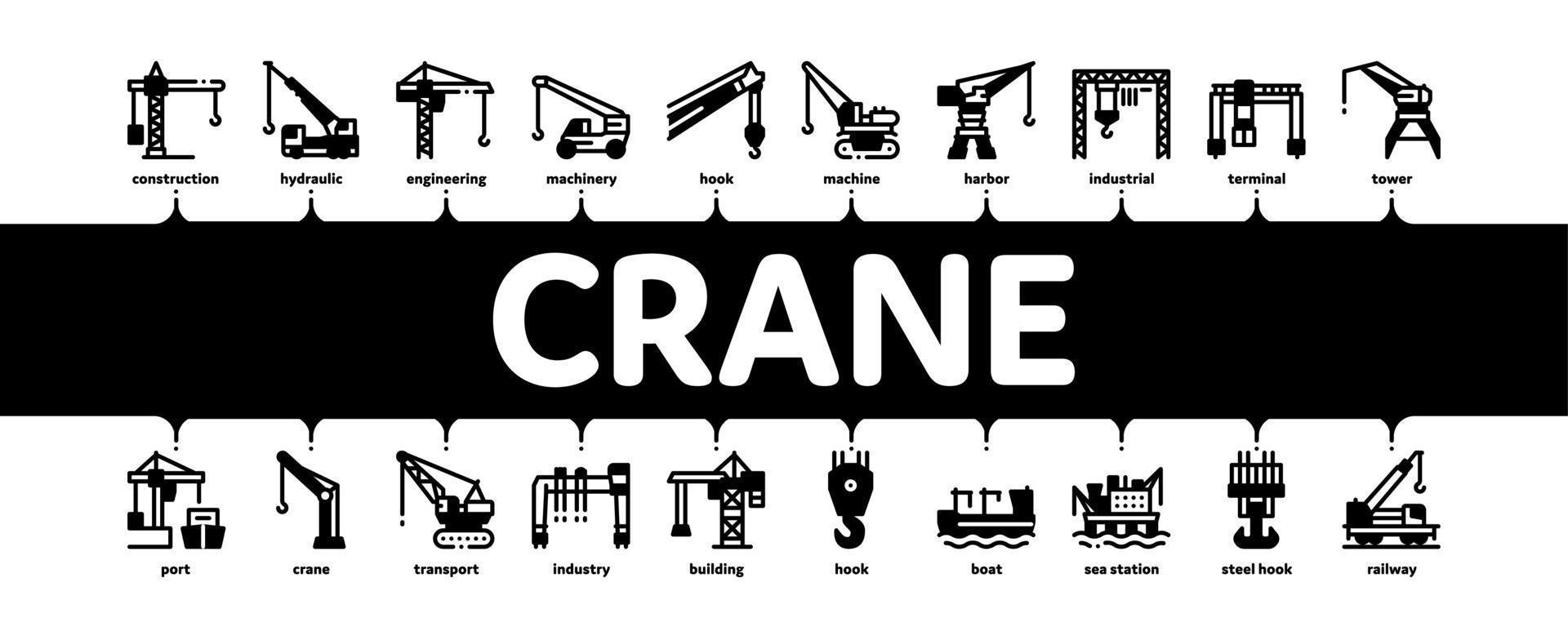 Kranbaumaschine minimaler Infografik-Bannervektor vektor