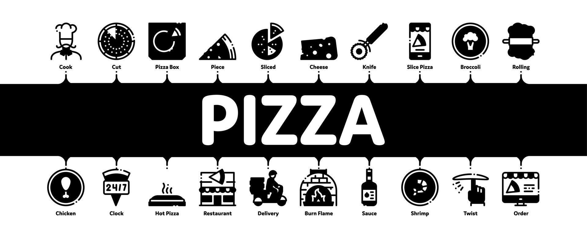 Pizza leckeres Essen minimaler Infografik-Banner-Vektor vektor