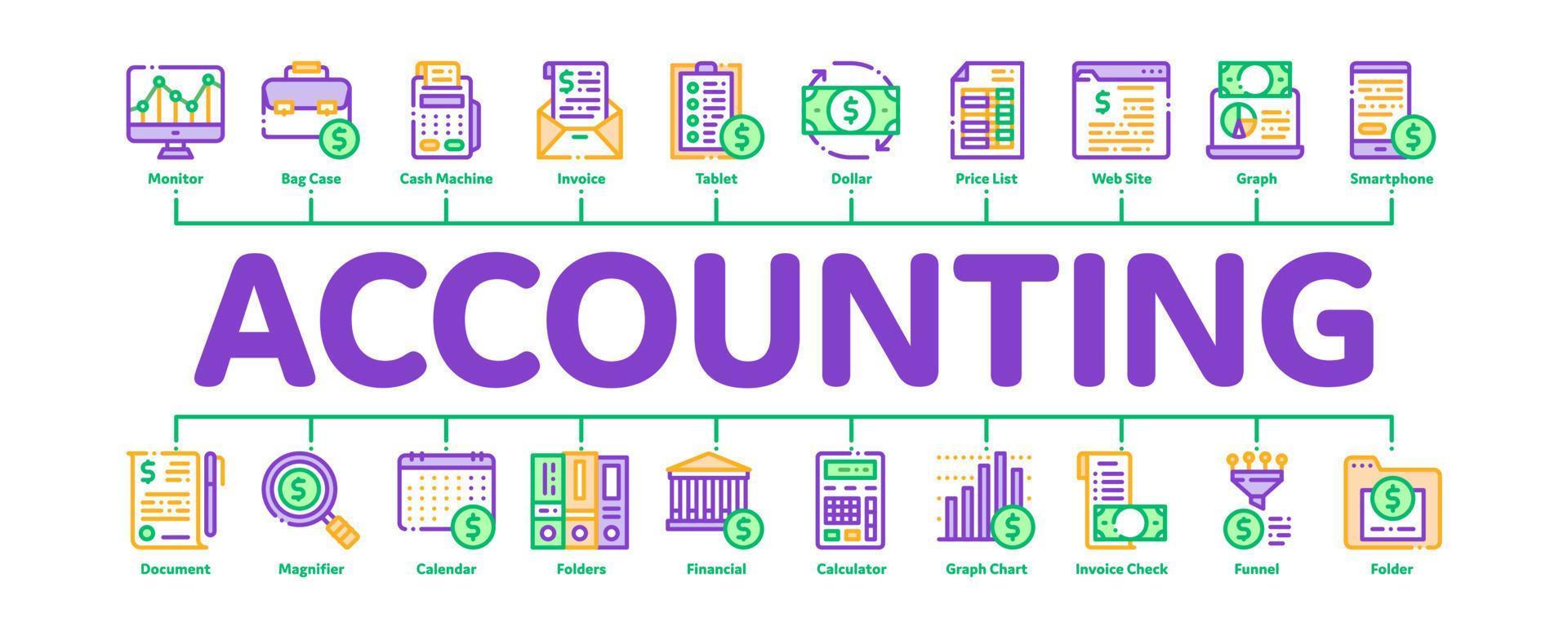 Finanzbuchhaltung minimaler Infografik-Banner-Vektor vektor