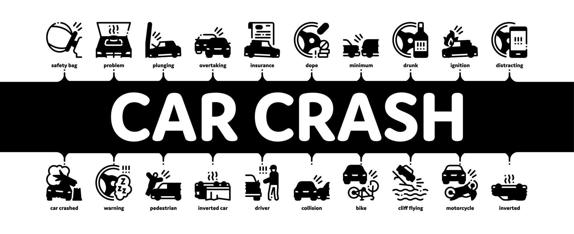 Autounfall Unfall minimaler Infografik-Banner-Vektor vektor