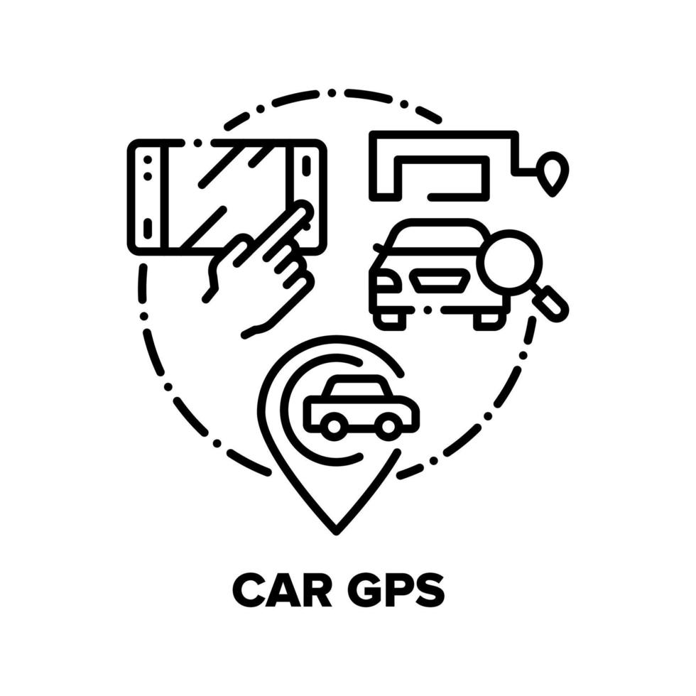 auto gps gerät vektorkonzept schwarze illustrationen vektor