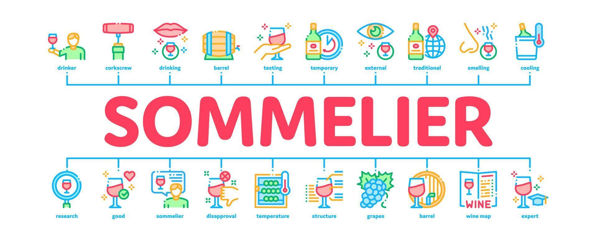 Sommelier-Weinprobe minimaler Infografik-Banner-Vektor vektor