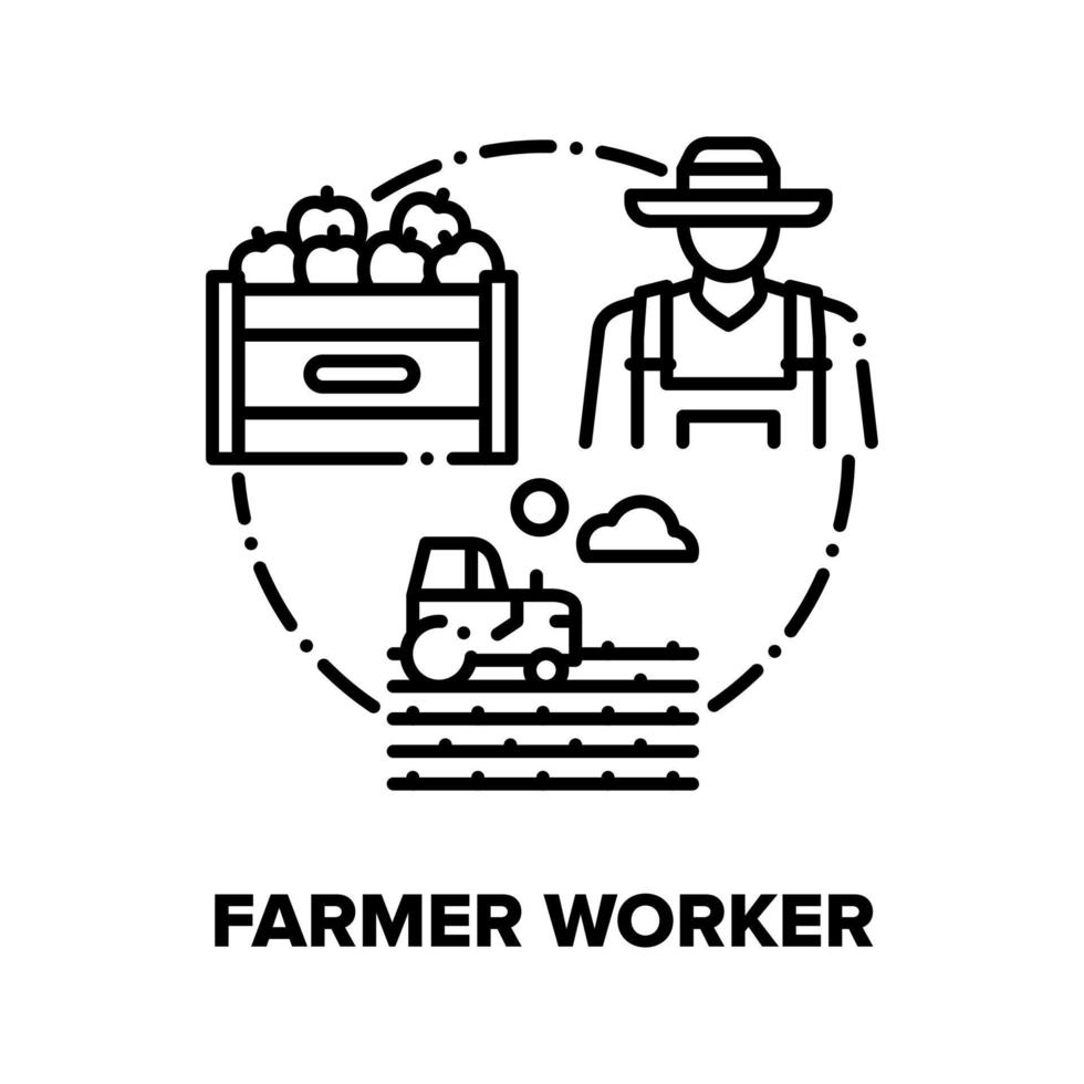 jordbrukare arbetstagare vektor begrepp svart illustrationer