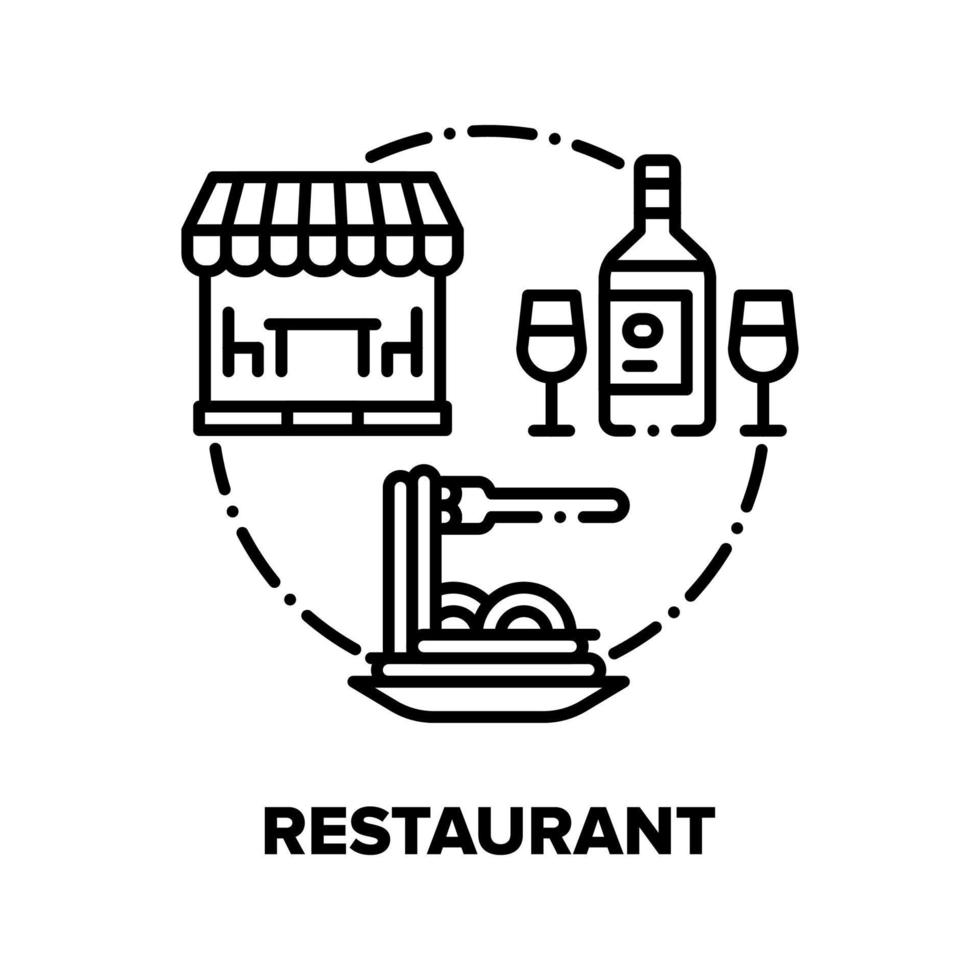 restaurang mat vektor begrepp svart illustrationer