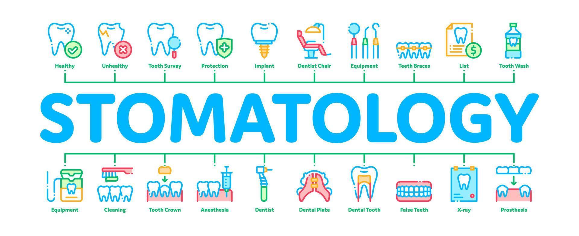 Stomatologie minimaler Infografik-Banner-Vektor vektor