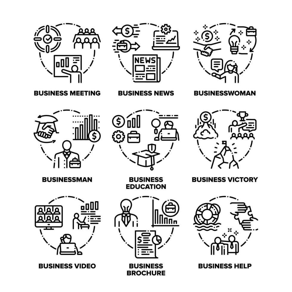 företag uppsättning ikoner vektor svart illustration