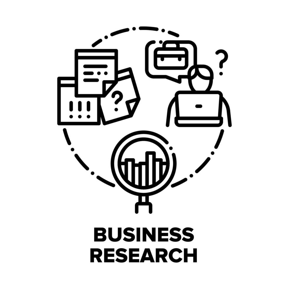 Business Research Analyse Vektorkonzept schwarze Illustrationen vektor