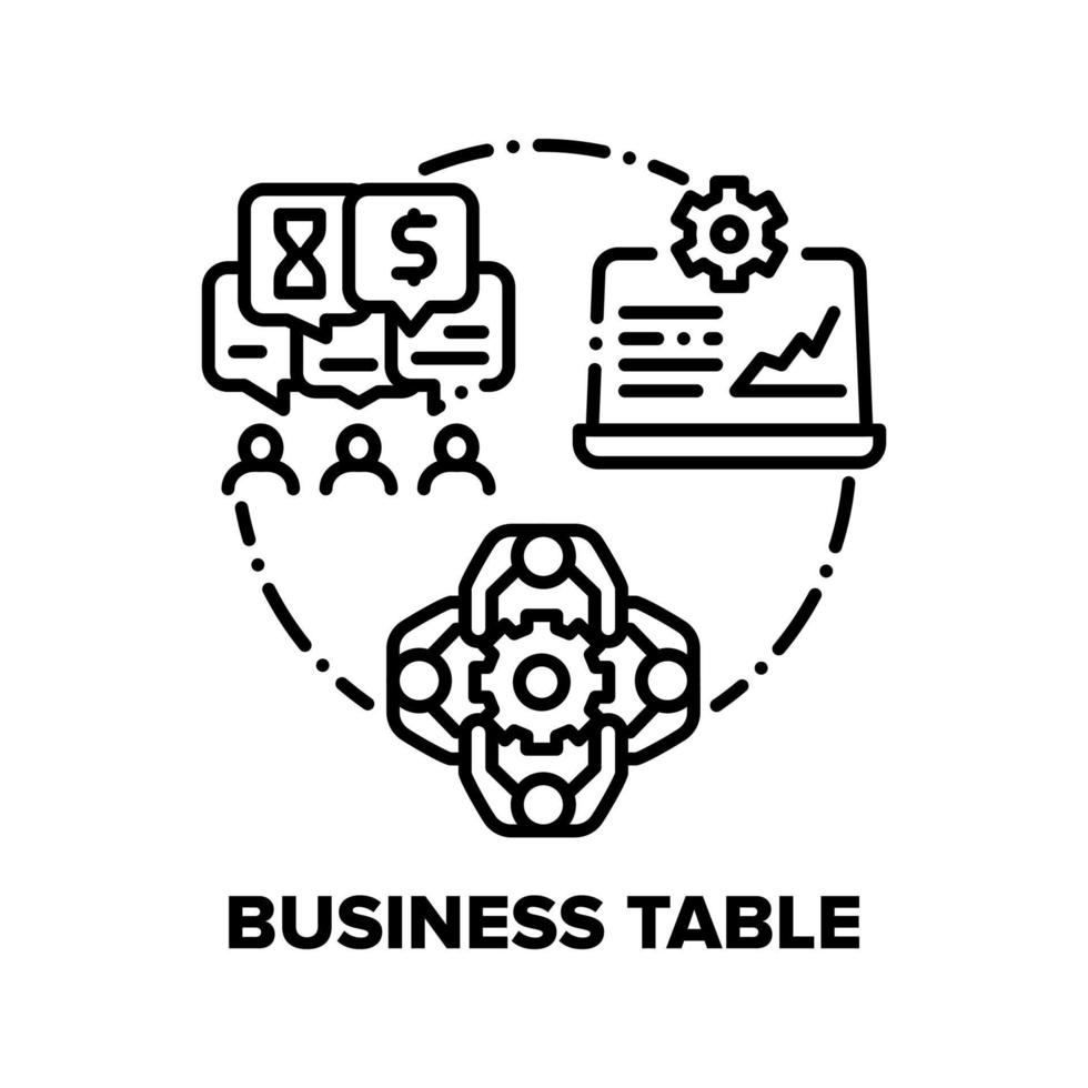 företag tabell vektor begrepp svart illustrationer
