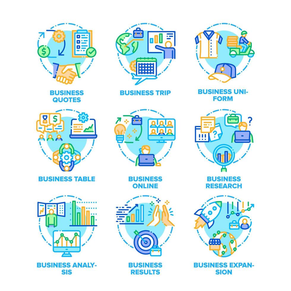 Business-Plan-Set-Icons Vektor-Farbillustrationen vektor