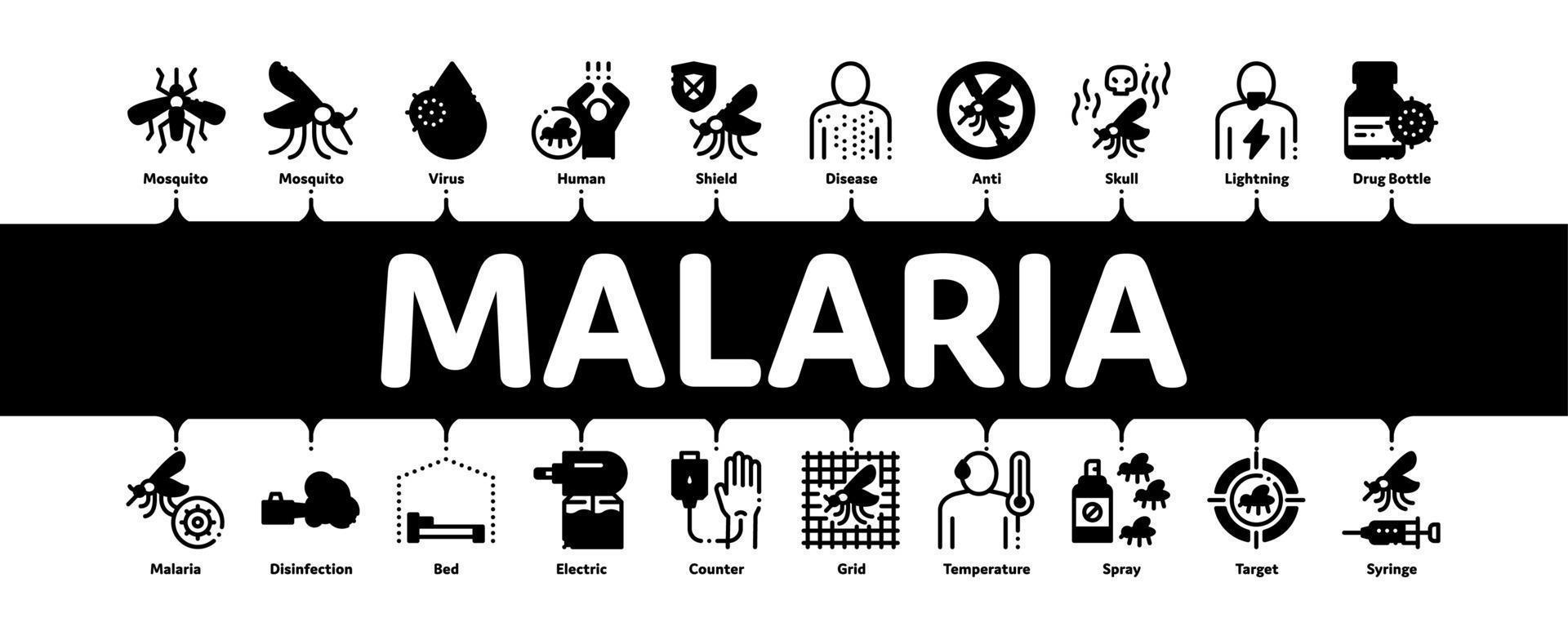 malaria sjukdom dengue minimal infographic baner vektor