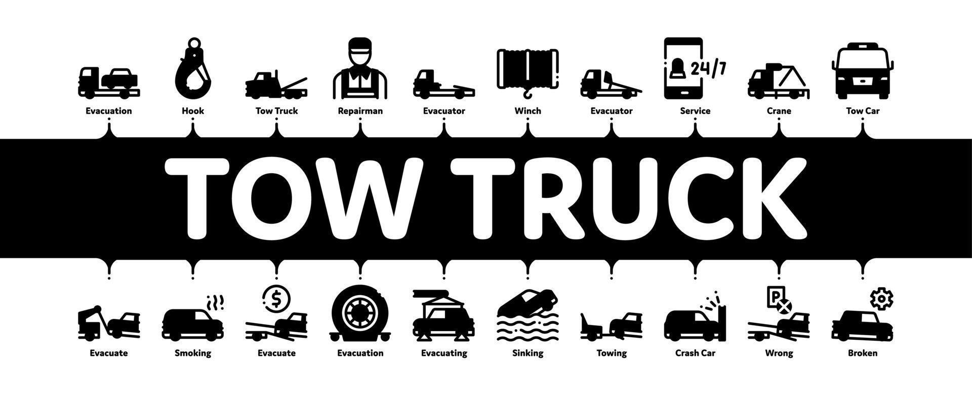 bogsera lastbil transport minimal infographic baner vektor