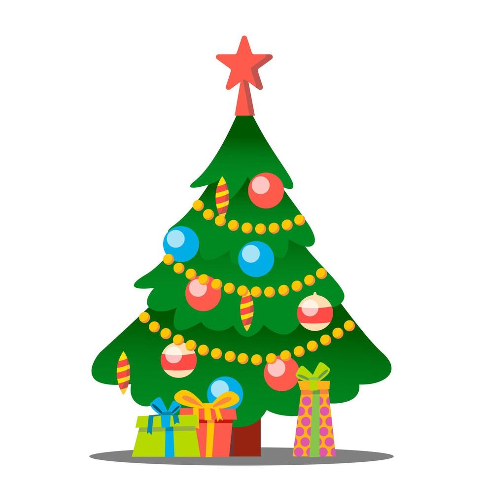 jul träd med gåvor vektor. glad jul och Lycklig ny år. isolerat illustration vektor